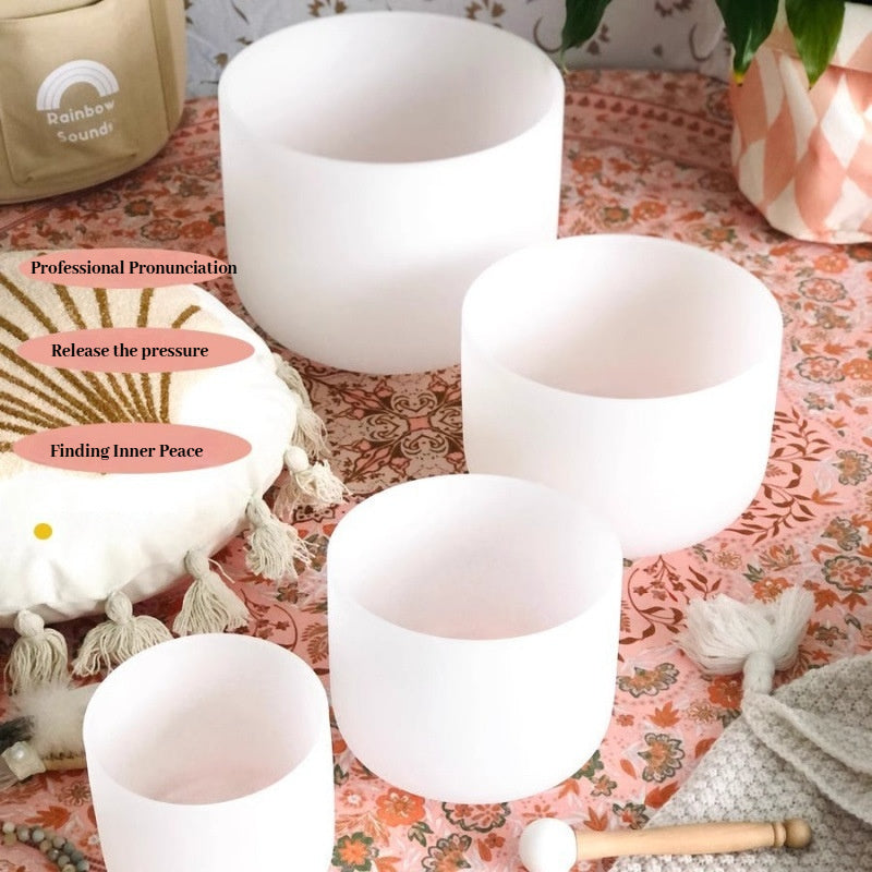 432Hz Crystal Singing Bowl Set - Yoga Meditation Sound Healing Bowl, Stress Relief, High-Purity Quartz, Precision Tuned