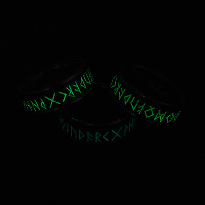 Nordic Viking Rune Spinning Meditation Ring – Glow in The Dark Minimalist Ring (Unisex)