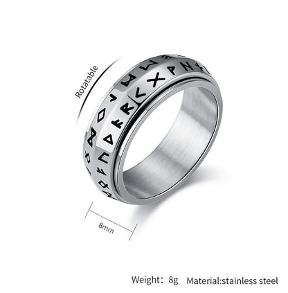 Nordic Viking Spinning Titanium Steel Ring – Men’s Meditation Jewelry for Stress Relief & Anxiety