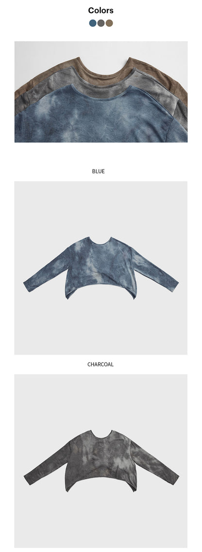 Tie-Dye Camouflage Long Sleeve Yoga Tops for Women, Short Cropped Sports Shirt with Back Cutout, Moisture-Wicking Workout Tee