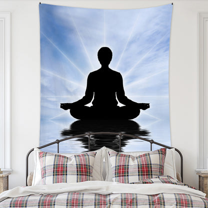 Meditation Bedroom Decor Buddha Shrine Background Digital Printed Peach Skin Tapestry Wall Hanging for Bedroom & Living Room
