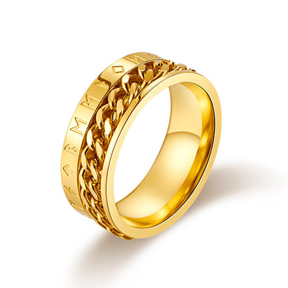 Viking Rune Spinner Ring for Anxiety Relief - Rotatable Titanium Steel Ring
