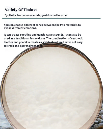 Healing Ocean Drum - Dual-Sided Goat/Synthetic Skin Natural Sound Therapy Instrument (16/18/20/22 Inch) for Yoga & Meditation