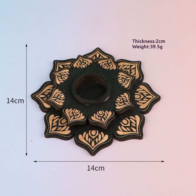 Multi-Layer Crystal Ball Display Stand Wooden Craft Base – Meditation Energy Creative Wooden Decor (Style A/B/C, with Crown Decoration)