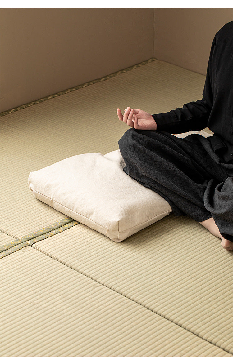 T-Shaped Double Lotus Meditation Cushion - Buckwheat Hull & Cotton Zafu Pillow - Bohemian Style Floor Seating (Multiple Colors)