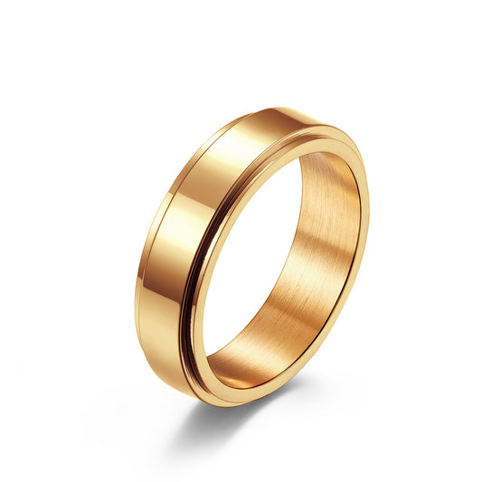 Minimalist Engravable Spinner Meditation Ring | Anxiety Relief Stainless Steel Unisex Couple Band (6mm 5g)
