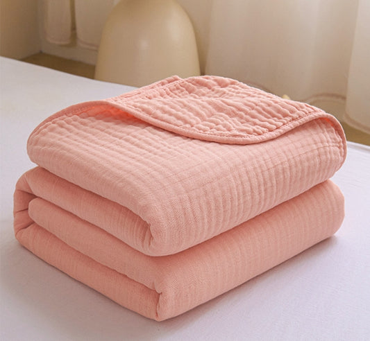 6-Layer Cotton Gauze Meditation Blanket - Baby-Safe 60S High-Density Bubble Weave, All-Season Yoga Throw