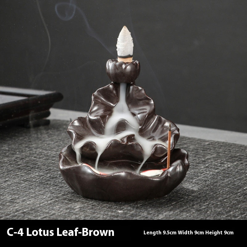 Ceramic Backflow Incense Burner – Handmade Zen Double Fish Design, Reflow Incense Holder for Home Decor, Meditation