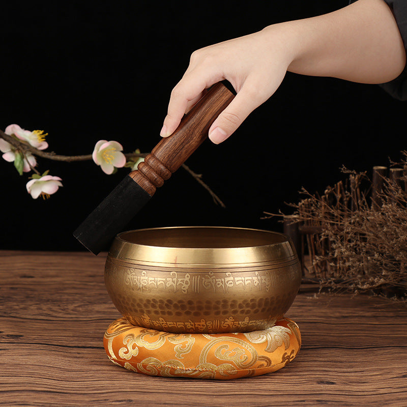 Nepal Handmade Tibetan Singing Bowl - Six-Syllable Mantra Meditation Bowl for Yoga, Sound Healing & Feng Shui (Multiple Sizes)