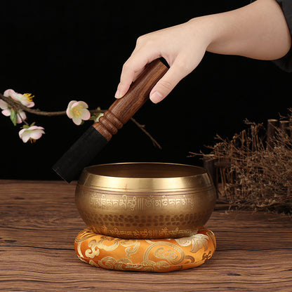 Nepal Handmade Tibetan Singing Bowl - Six-Syllable Mantra Meditation Bowl for Yoga, Sound Healing & Feng Shui (Multiple Sizes)