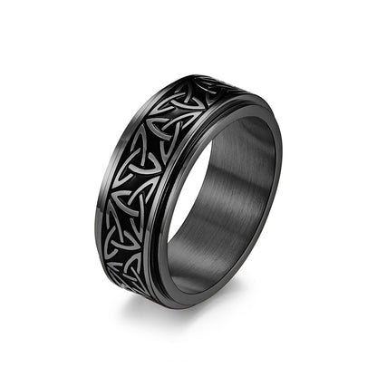 Nordic Viking Tri-Angle Rotating Titanium Steel Meditation Ring – Unisex Stress Relief Anxiety Ring