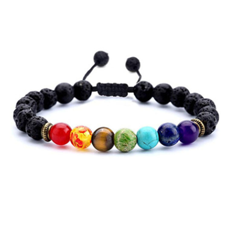 7 Chakra Energy Bracelet - Lapis Lazuli Tiger Eye Braided Meditation Yoga Beaded Bracelet (Unisex)
