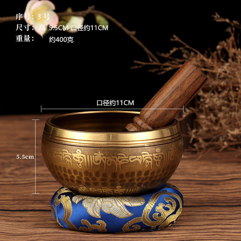 Nepal Handmade Tibetan Singing Bowl - Six-Syllable Mantra Meditation Bowl for Yoga, Sound Healing & Feng Shui (Multiple Sizes)