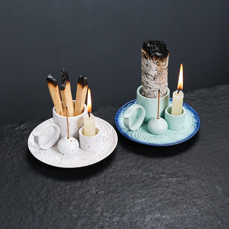 Palo Santo Holder | Sage Burner Tray | Ceramic Incense Burner | Meditation & Zen Aromatherapy | Multi-Functional Home Decor