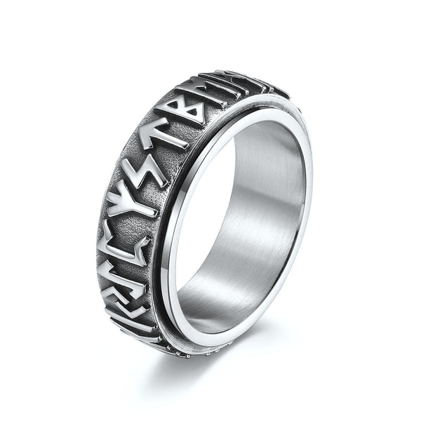 Nordic Viking Rune Spinning Ring – Stainless Steel Anxiety Relief Jewelry for Meditation, Unisex