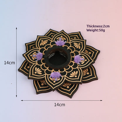 Multi-Layer Crystal Ball Display Stand Wooden Craft Base – Meditation Energy Creative Wooden Decor (Style A/B/C, with Crown Decoration)