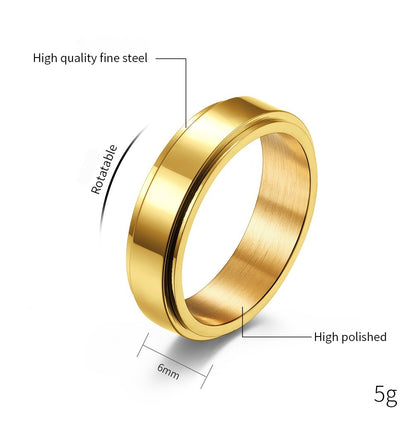Minimalist Engravable Spinner Meditation Ring | Anxiety Relief Stainless Steel Unisex Couple Band (6mm 5g)