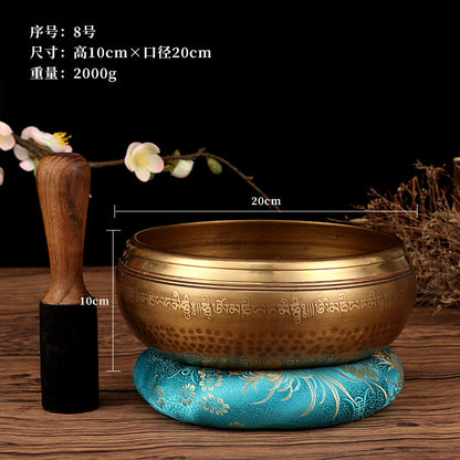 Nepal Handmade Tibetan Singing Bowl - Six-Syllable Mantra Meditation Bowl for Yoga, Sound Healing & Feng Shui (Multiple Sizes)