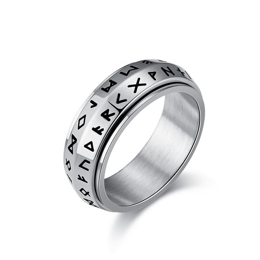 Nordic Viking Spinning Titanium Steel Ring – Men’s Meditation Jewelry for Stress Relief & Anxiety