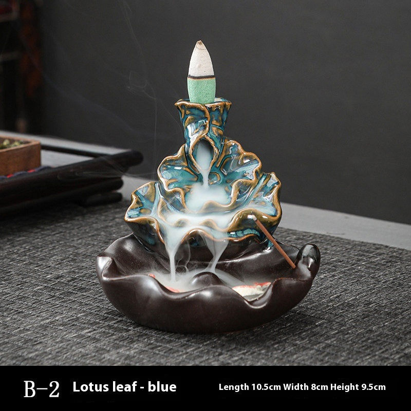 Ceramic Backflow Incense Burner – Handmade Zen Double Fish Design, Reflow Incense Holder for Home Decor, Meditation