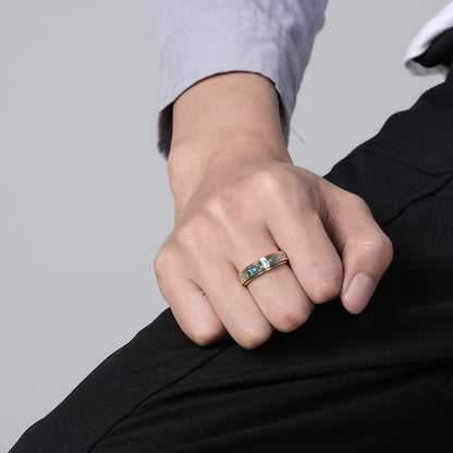 Star Moon Titanium Steel Rotatable Glow in the Dark Ring for Stress Relief Anxiety Reduction Unisex Meditation Ring