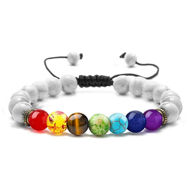 7 Chakra Energy Bracelet - Lapis Lazuli Tiger Eye Braided Meditation Yoga Beaded Bracelet (Unisex)
