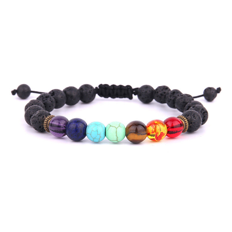 7 Chakra Energy Bracelet - Lapis Lazuli Tiger Eye Braided Meditation Yoga Beaded Bracelet (Unisex)