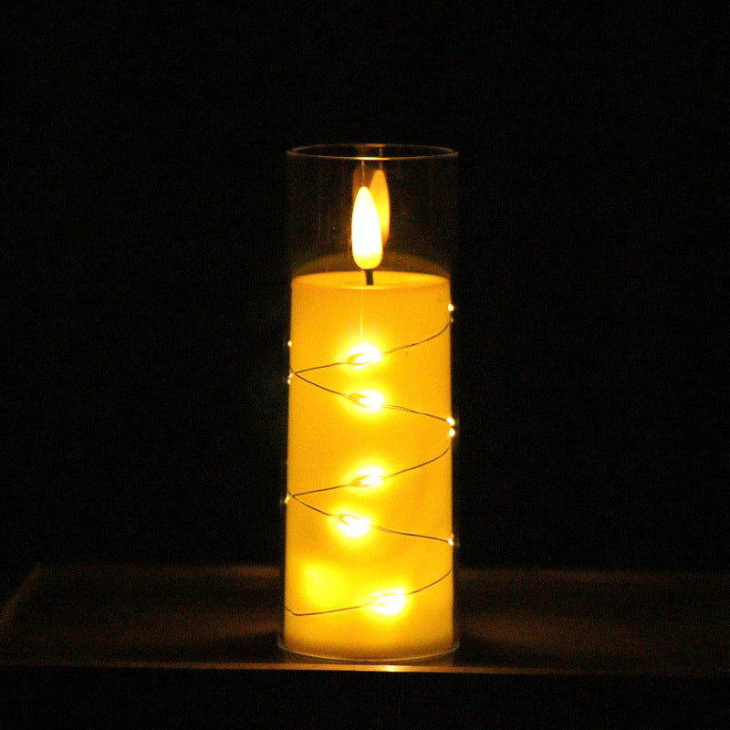 Copper Wire LED Flameless Candle Cup - Remote Control Christmas Party Lights, Meditation Mood Lighting, Restaurant Decor, Acrylic Cup Candles for Wedding