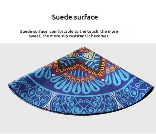 140CM Extra Large Suede & Natural Rubber Meditation Yoga Mat - High-Temperature Digital Print, Sweat-Absorbent, Non-Slip, Zen Meditation Cushion (Multiple Patterns Available)