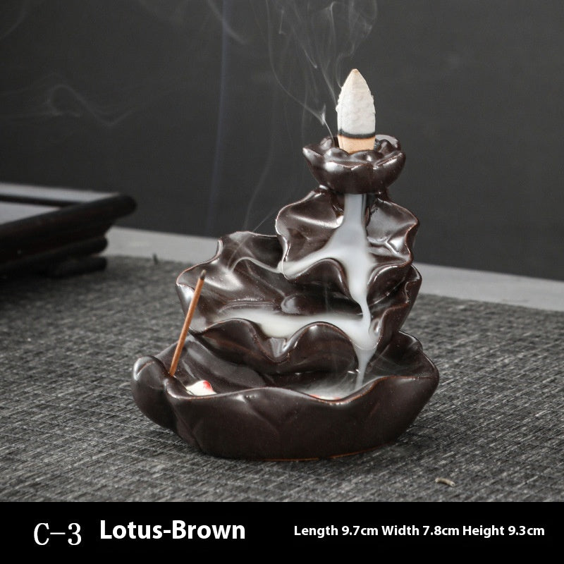 Ceramic Backflow Incense Burner – Handmade Zen Double Fish Design, Reflow Incense Holder for Home Decor, Meditation