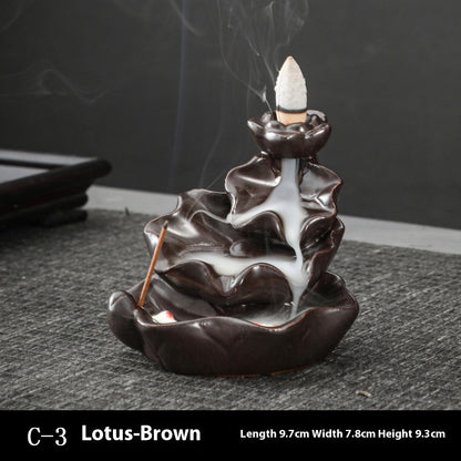 Ceramic Backflow Incense Burner – Handmade Zen Double Fish Design, Reflow Incense Holder for Home Decor, Meditation