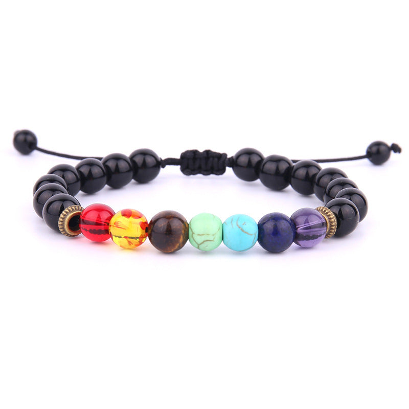 7 Chakra Energy Bracelet - Lapis Lazuli Tiger Eye Braided Meditation Yoga Beaded Bracelet (Unisex)
