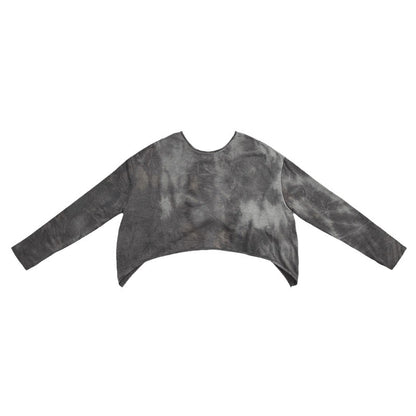 Tie-Dye Camouflage Long Sleeve Yoga Tops for Women, Short Cropped Sports Shirt with Back Cutout, Moisture-Wicking Workout Tee