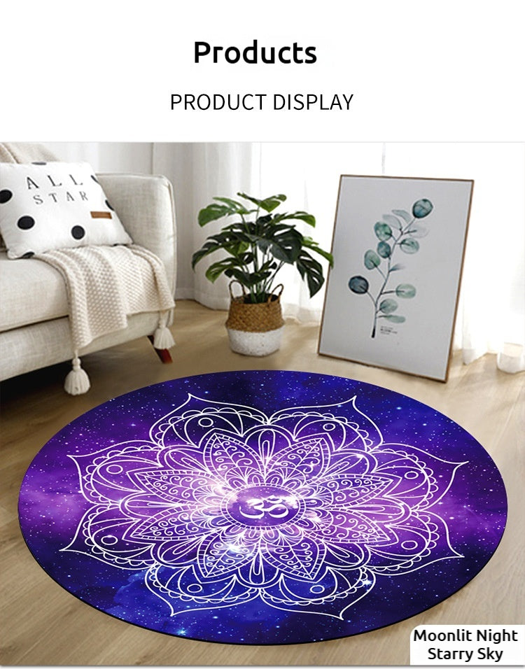 140CM Extra Large Suede & Natural Rubber Meditation Yoga Mat - High-Temperature Digital Print, Sweat-Absorbent, Non-Slip, Zen Meditation Cushion (Multiple Patterns Available)