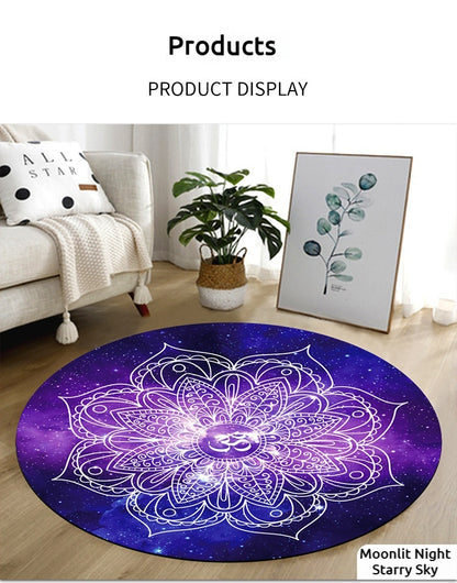 140CM Extra Large Suede & Natural Rubber Meditation Yoga Mat - High-Temperature Digital Print, Sweat-Absorbent, Non-Slip, Zen Meditation Cushion (Multiple Patterns Available)