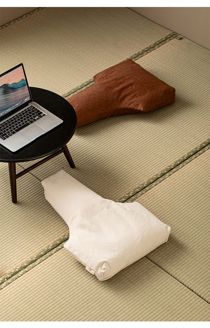 T-Shaped Double Lotus Meditation Cushion - Buckwheat Hull & Cotton Zafu Pillow - Bohemian Style Floor Seating (Multiple Colors)