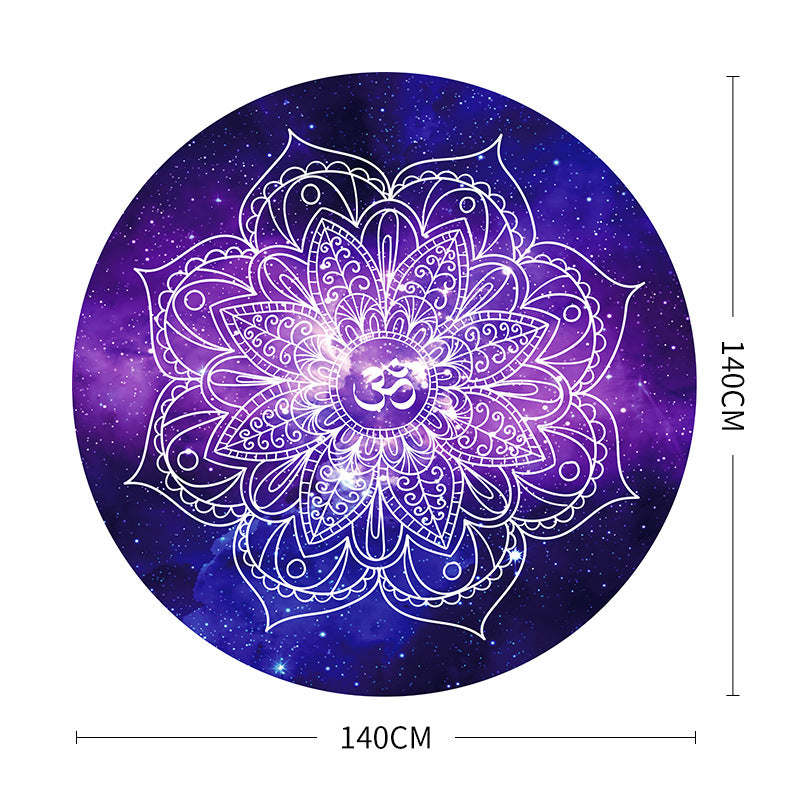 140CM Extra Large Suede & Natural Rubber Meditation Yoga Mat - High-Temperature Digital Print, Sweat-Absorbent, Non-Slip, Zen Meditation Cushion (Multiple Patterns Available)