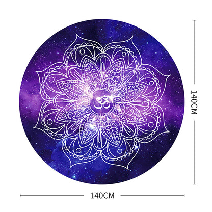 140CM Extra Large Suede & Natural Rubber Meditation Yoga Mat - High-Temperature Digital Print, Sweat-Absorbent, Non-Slip, Zen Meditation Cushion (Multiple Patterns Available)