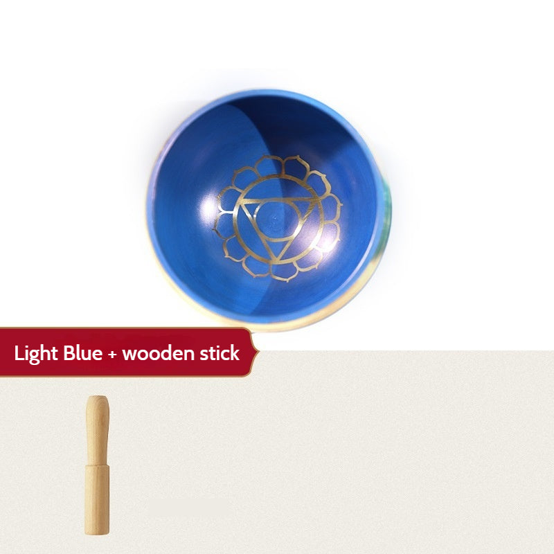 Nepal Handmade Singing Bowl Set for Meditation & Yoga (7 Chakra Colors) – Copper Tibetan Sound Bowl