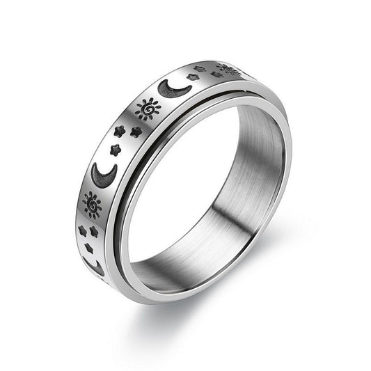 Titanium Steel Geometric Rings - Trendy Euro & Korean Minimalist Style (Black/Gold/Rainbow/Silver/Rose Gold)