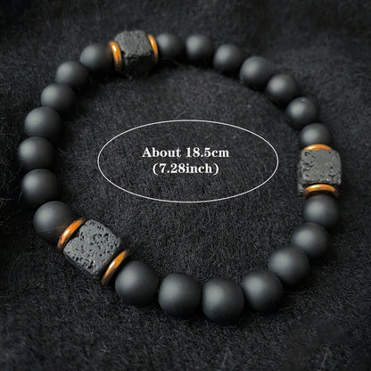 Men's Lava Stone & Black Onyx Bracelet – Meditation Grounding Jewelry for Strength & Mindfulness
