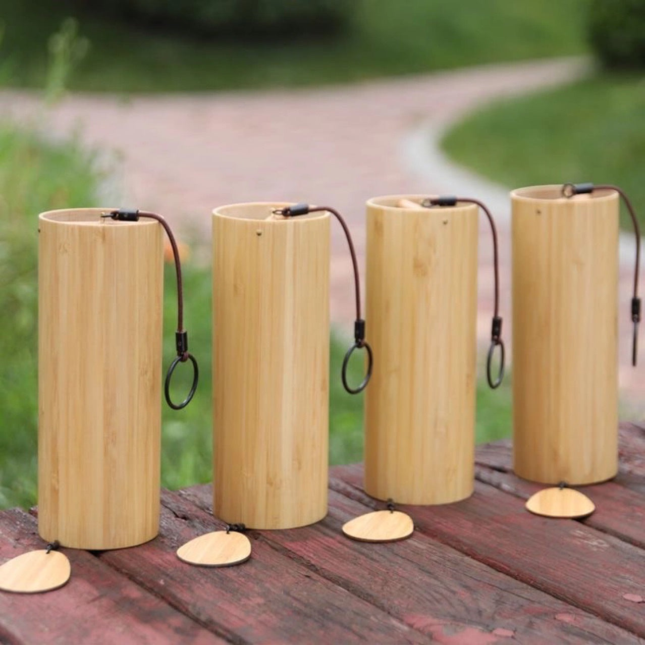 Japanese Wind Chime Handheld Retro Bamboo Meditation Healing Sound of Wind Poetry