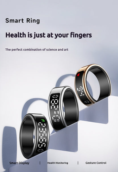SY01 Smart Ring with Display – Health Monitor for Heart Rate, SpO2, Sleep Tracking, Gesture Control, Long Battery Life, IP68 Waterproof