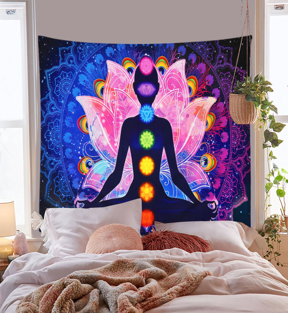 Mandala Meditation Yoga Tapestry, Bohemian Wall Hanging for Living Room & Bedroom, Machine Washable