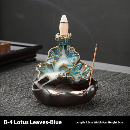 Ceramic Backflow Incense Burner – Handmade Zen Double Fish Design, Reflow Incense Holder for Home Decor, Meditation
