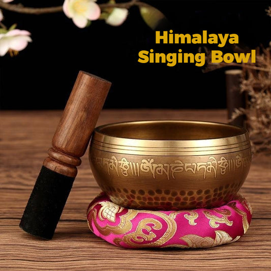 Nepal Handmade Tibetan Singing Bowl - Six-Syllable Mantra Meditation Bowl for Yoga, Sound Healing & Feng Shui (Multiple Sizes)