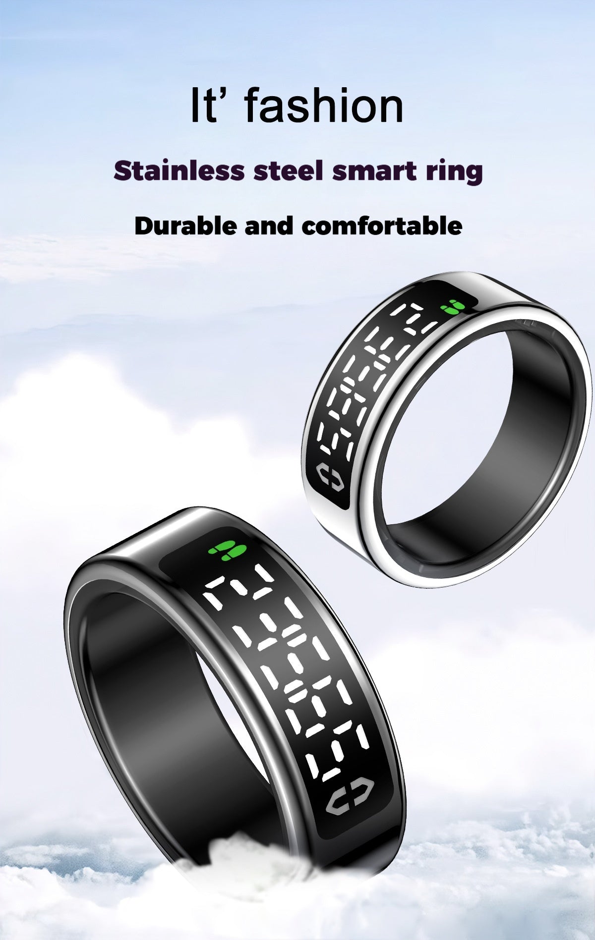 SY01 Smart Ring with Display – Health Monitor for Heart Rate, SpO2, Sleep Tracking, Gesture Control, Long Battery Life, IP68 Waterproof
