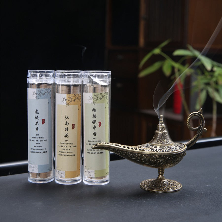 Aladdin Lamp Meditation Incense Set - Auspicious Cloud Pads (Li Yu's Bedchamber/Ambergris/Osmanthus),for Air Purifying, Stress Relief & Better Sleep