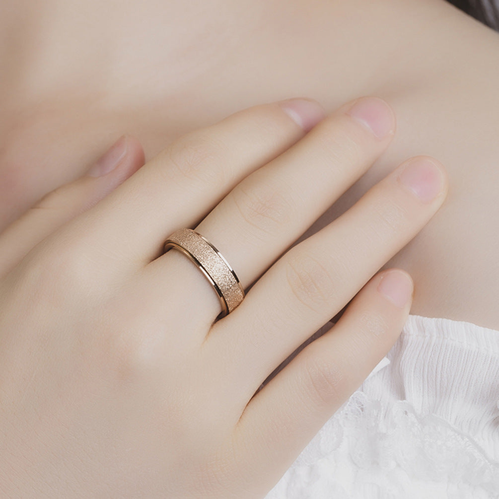 Unisex Minimalist Luxury Matte Pearl Sand Rotatable Titanium Steel Meditation Stress Relief Ring
