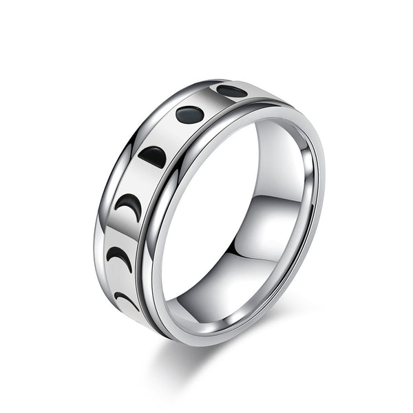 Anxiety Relief Rotating Solar Eclipse Titanium Steel Meditation Ring – Stainless Steel Stress Relief Jewelry (Unisex)